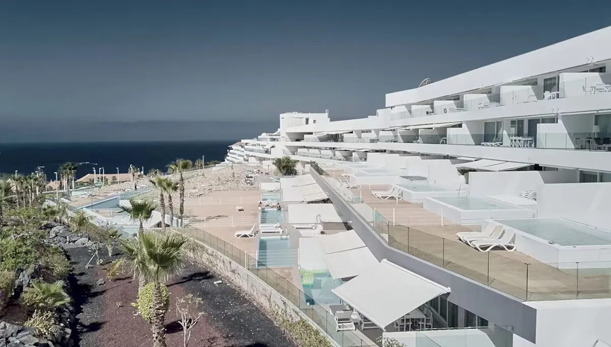 Terraced white suites with private pools at Baobab Suites, Costa Adeje