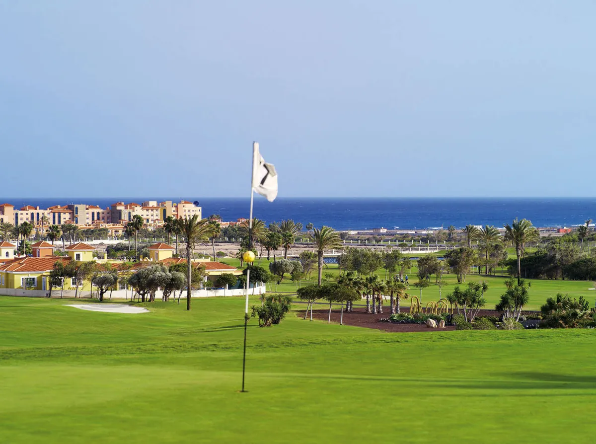 Golf course green with sea views at Elba Palace Golf Boutique Hotel, Caleta de Fuste