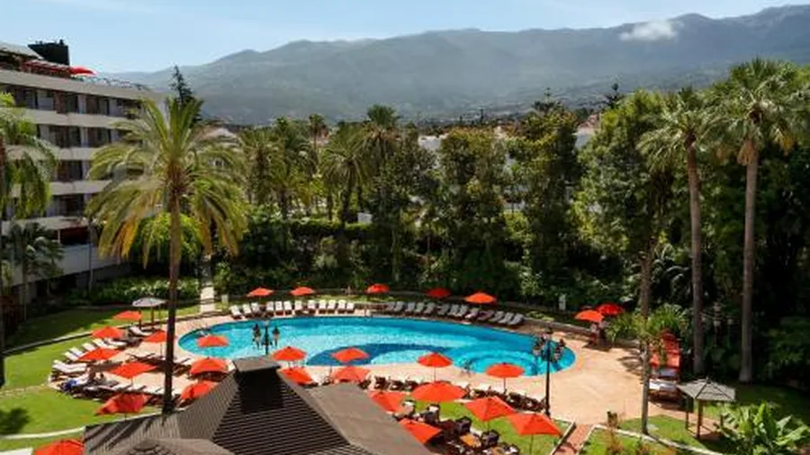 Garden pool terrace with mountain views at Hotel Botánico & The Oriental Spa Garden in Puerto de la Cruz, Tenerife