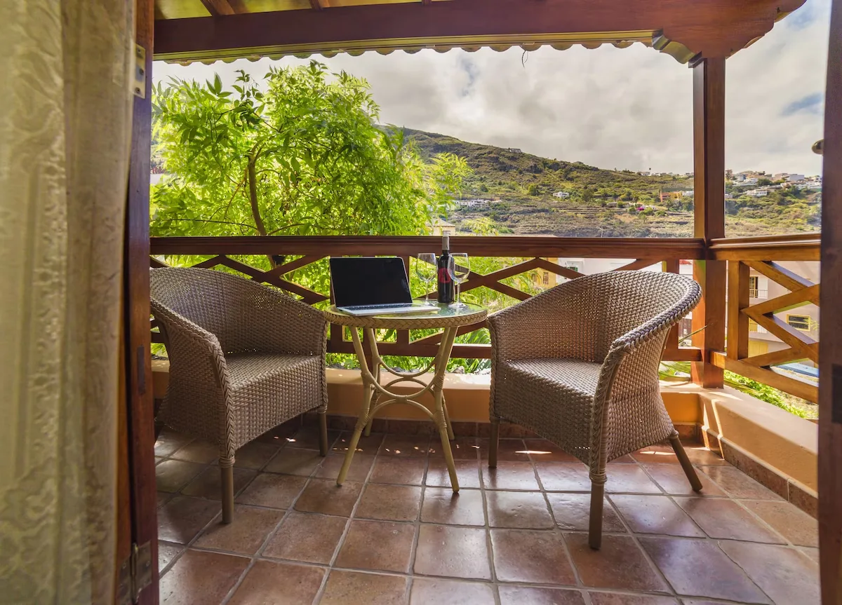 Traditional Canarian courtyard at Hotel Emblemático San Marcos in Icod de los Vinos