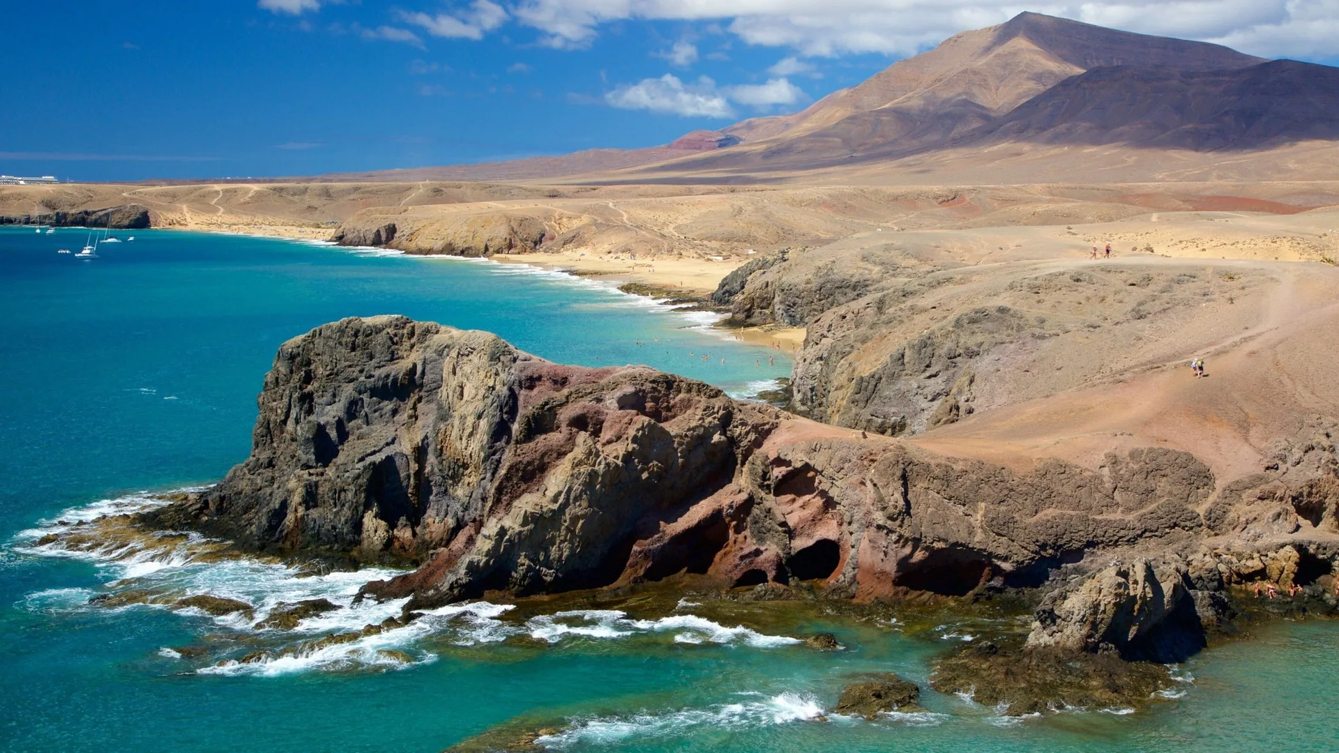 Turquoise water and golden sand of the Papagayo coast, Lanzarote