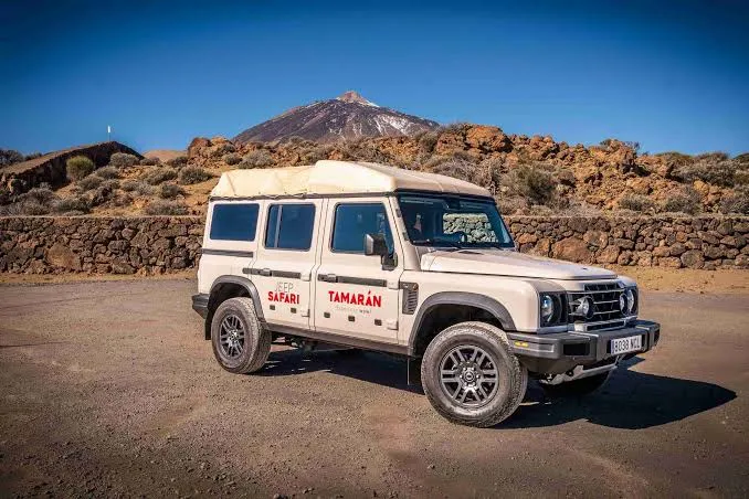 Jeep safari convoy on a mountain road above Masca village, Tenerife